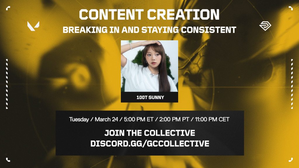 100Thieves Sunny, participates in Game Changers Collective's Tactical Tuesday - talking about content creation